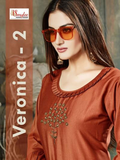 Smylee Veronica-2 Chinon Silk With Work Readymade Kurti Catalog Collection