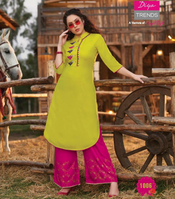 Diya Trends Fusion Vol-1 Kurti With Bottom Catalog Collection