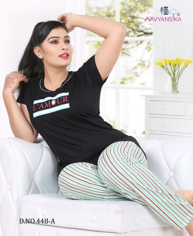 Kavyansika launching Kavyansika 448 Premium Hosiery Tshirt and Pyjama Set Catalog Collection
