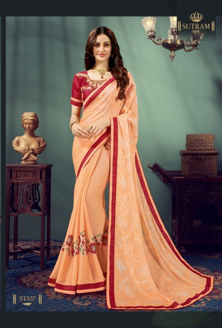 Sutram Fashion Lauching Zeeya Vol 7 Pure Chiffon Saree Catalog Collection