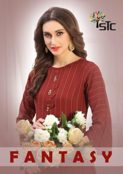 Stc Fantasy Lining Rayon Designer Kurtis Catalog Collection