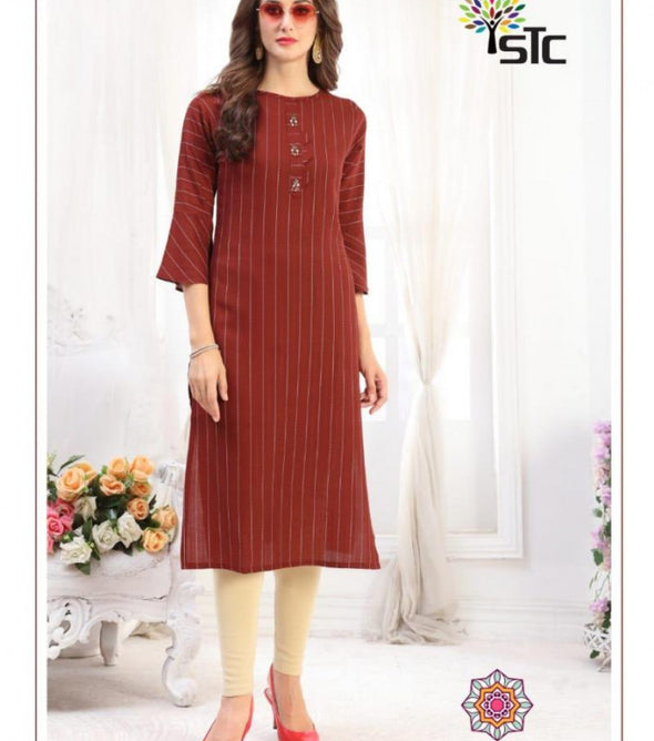 Stc Fantasy Lining Rayon Designer Kurtis Catalog Collection