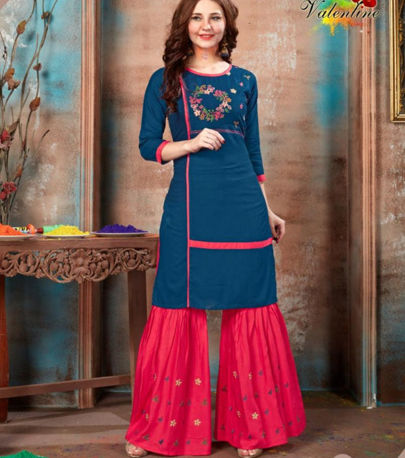Valentine Rangoli-1 Kurti With Sharara Holi Festive Catalog Collection