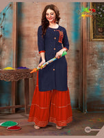 Valentine Rangoli-1 Kurti With Sharara Holi Festive Catalog Collection