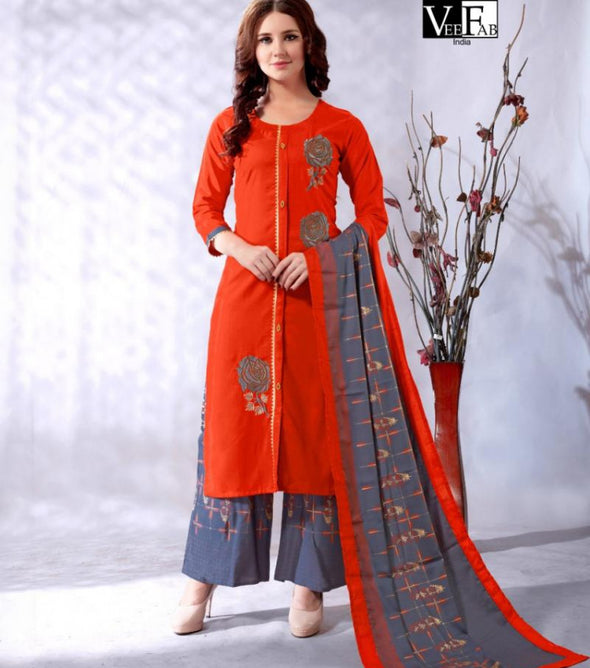 Vee feb Senorita-1 Rayon Work Readymade Salwar Catalog Collection