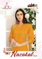 Dhanyawad Nazakat-4 Slub Rayon Work Designer Kurtis Catalog Collection