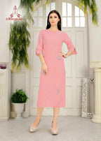 Dhanyawad Nazakat-4 Slub Rayon Work Designer Kurtis Catalog Collection