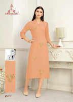 Dhanyawad Nazakat-4 Slub Rayon Work Designer Kurtis Catalog Collection