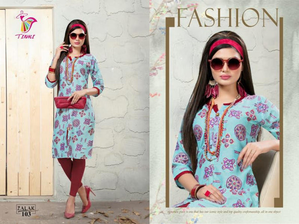 Tinkli Zalak Cotton Print Kurtis Catalog Collection