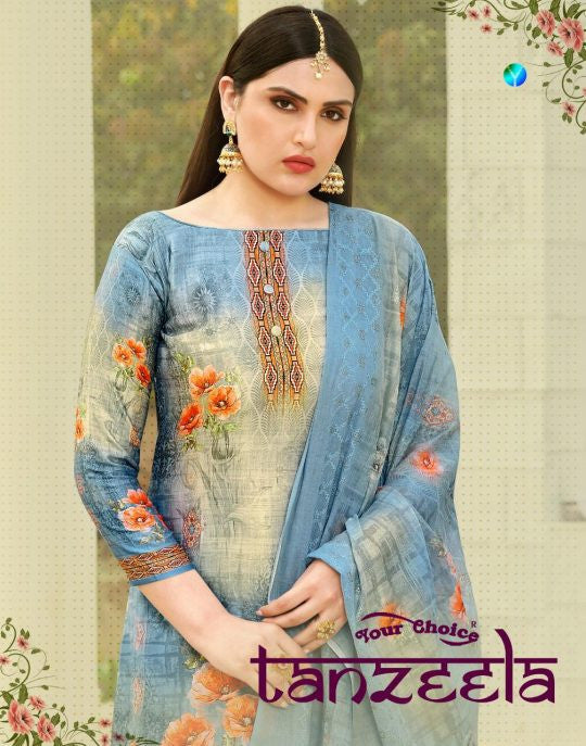 Your Choice Tanzeela Jam Silk Cotton Plazzo Style Salwar Kameez Catalog