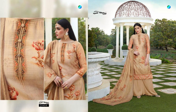 Your Choice Tanzeela Jam Silk Cotton Plazzo Style Salwar Kameez Catalog