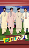 Mustafa Pathani Vol-3 Fancy with work dyed cotton pathani Mens wear