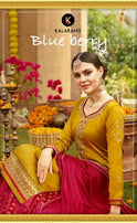 Kalarang Blue Berry Satin Silk Lehanga Style Festive Suit Catalog Collection