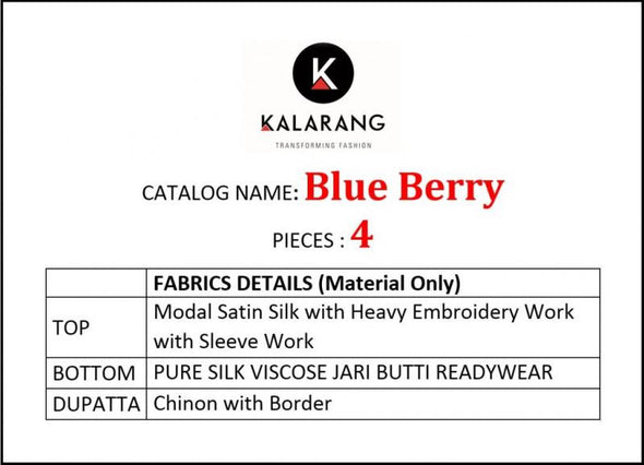 Kalarang Blue Berry Satin Silk Lehanga Style Festive Suit Catalog Collection