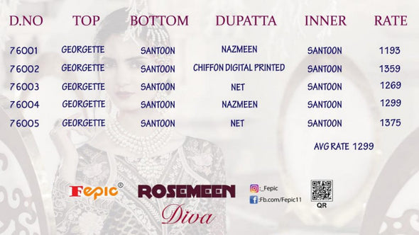 Fepic Rosemeen Diva Pakistani Style Salwar Kameez Catalog