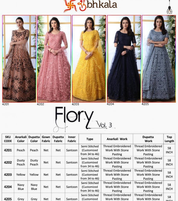 Shubhkala Flory Vol-3 Partwear Gown Catalog Collection