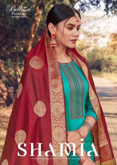 Belliza Shamia Pure Cotton Premium Banarsi Dupatta Dress Collection