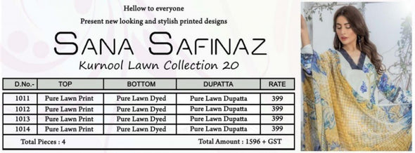 Sana Safinaz Kurnool Lawn Collection 20 Pakistani Style Dress Material
