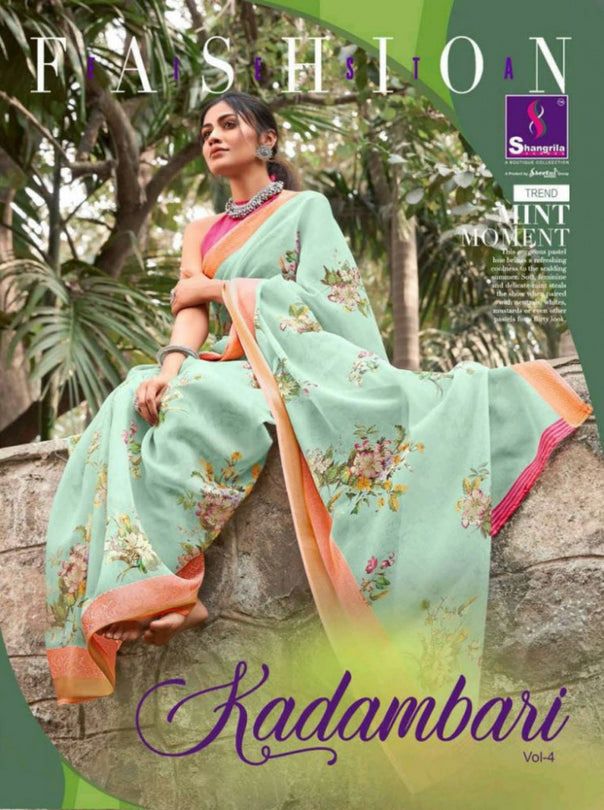 Shangrila Kadambari Vol-4 Linen Digital Printed Saree Catalog