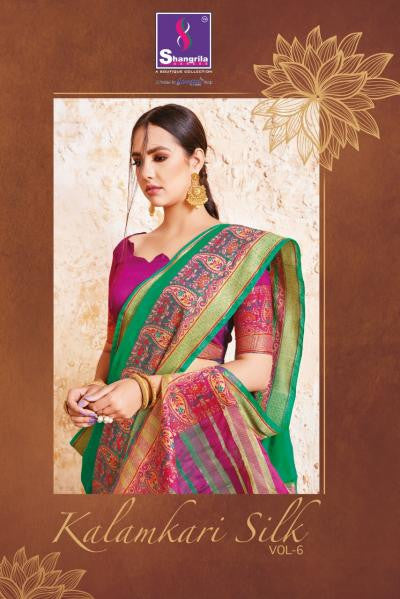Shangrila Kalamkari Silk 6 Festive Wear Rich Saree Catalog Collection