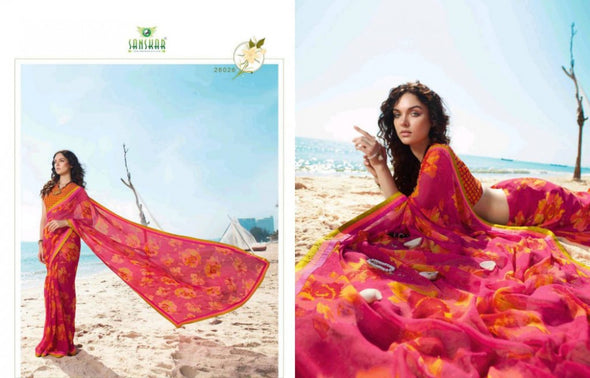 Sanskaar Suhane Pal Vol-21 Georgette Printed Saree Catalog Collection