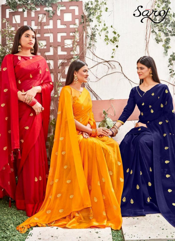 Saroj Natkhat Fancy Chiffon Saree Catalog Collection