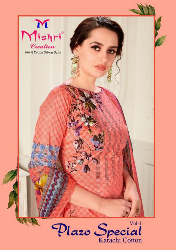 Mishri Creation Plazo Special Vol-1 Karachi Cotton Dress Material Catalog