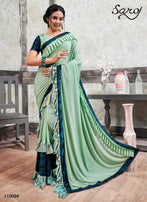Saroj Mirror Look Imorted Heavy Lycra Frill Saree Catalog Collection