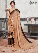 Saroj Mirror Look Imorted Heavy Lycra Frill Saree Catalog Collection