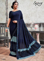 Saroj Mirror Look Imorted Heavy Lycra Frill Saree Catalog Collection