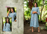Psyna Pearl 5 Rayon Print Long Gown Type Kurtis Catalog Collection