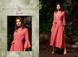 Psyna Pearl 5 Rayon Print Long Gown Type Kurtis Catalog Collection