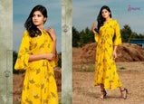 Psyna Pearl 5 Rayon Print Long Gown Type Kurtis Catalog Collection