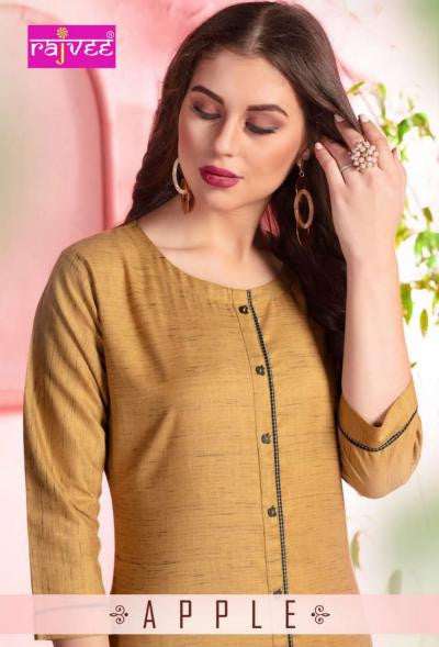 Rajvee Apple Cotton Stiched Kurti Catalog Collection
