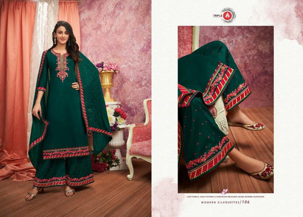 Triple Kesar Jam Silk Designer Suits Catalog Collection