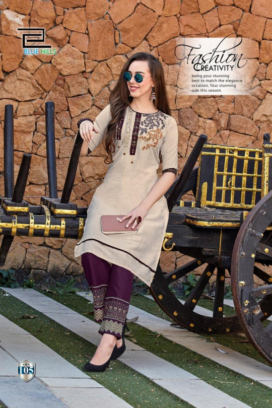 Blue Hills Walkway-X Rayon Kurti With Bottom Excluse Catalog Collection