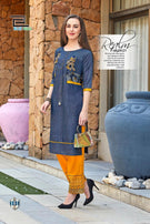 Blue Hills Walkway-X Rayon Kurti With Bottom Excluse Catalog Collection