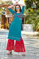 Blue Hills Walkway-X Rayon Kurti With Bottom Excluse Catalog Collection