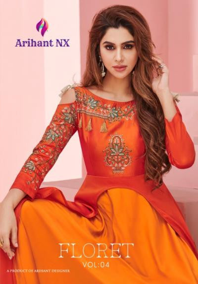 Arihant Floret 4 Soft Silk Long Dassing Pattern Kurtis Catalog Collection