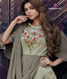 Arihant-Floret-6 Silk Long Party Wear Kurtis Catalog Collection