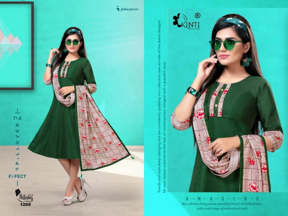 Kinti-Patang-12 Rayon Kurti With Storll Concept Catalog Collection