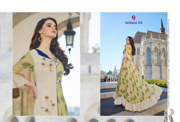 Arihant Karigari 3 Rayon Work Fancy Classic Look Kurtis Catalog Collection