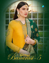 Y.C Banarasi 5 Satin Georgette Suits With Banarasi Dupatta Catalog Collection