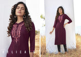 Kalaroop Lily 17 Rayon Work Deisgner Kurtis Catalog Coillection