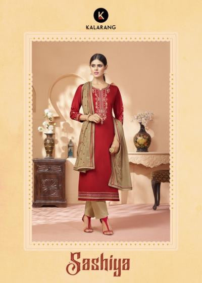 Kalarang Sashiya Jam Satin Embroidery Suits Catalog Collection