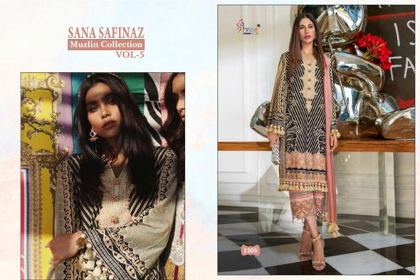 Shree Fabs Sana Safinaz Muzlin Collection Vol-5 Pakistani Style Suits Catalog