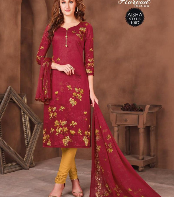 Floreon-Aisha Glaze Cotton Unstiched Suits Catalog Collection