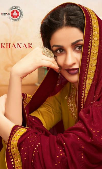 Triple Khanak Innovative Style Jam Silk Suits Catalog Collection