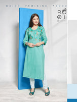 Rooi-Arohi Rayon Satin Designer Kurtis Catalog Collection
