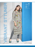 Rooi-Arohi Rayon Satin Designer Kurtis Catalog Collection